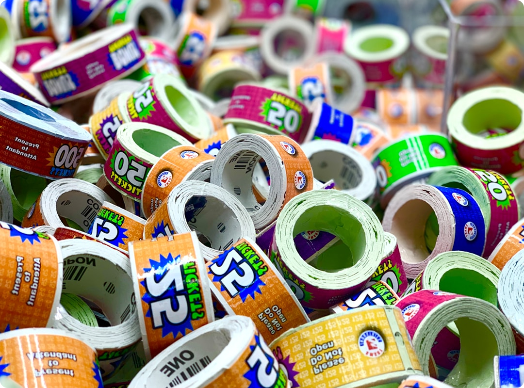 Assorted printed product labels